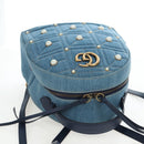 GUCCI GG Marmont Backpack Denim Blue Gold 476671 Auth 203241M-6