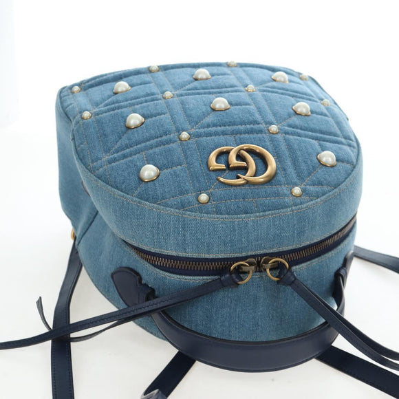 GUCCI GG Marmont Backpack Denim Blue Gold 476671 Auth 203241M