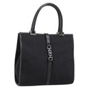 GUCCI Jackie Hand Bag Canvas Black Silver 002 1065 Auth 203243A-1