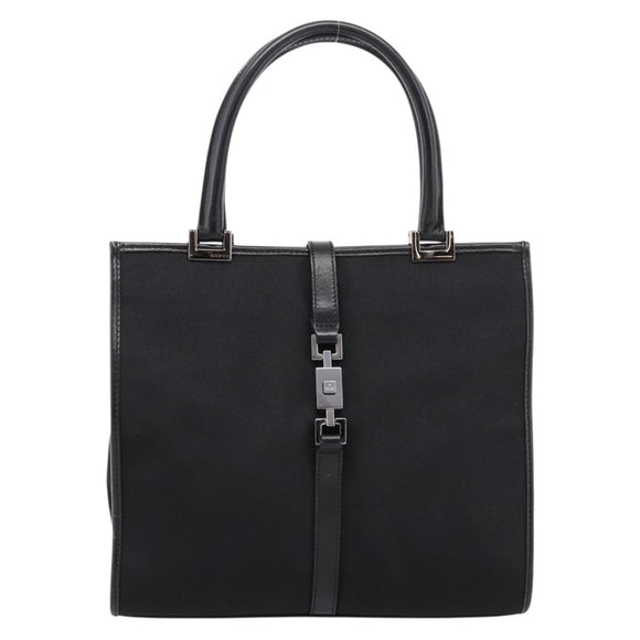 GUCCI Jackie Hand Bag Canvas Black Silver 002 1065 Auth 203243A
