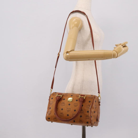 MCM Logogram Vicetos Hand Bag PVC Leather 2way Brown Gold Auth 203245A