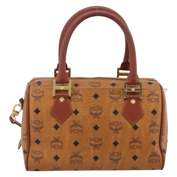 MCM Logogram Vicetos Hand Bag PVC Leather 2way Brown Gold Auth 203245A