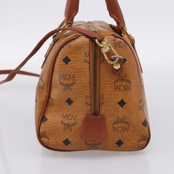 MCM Logogram Vicetos Hand Bag PVC Leather 2way Brown Gold Auth 203245A