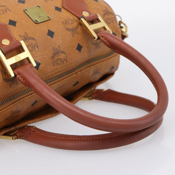 MCM Logogram Vicetos Hand Bag PVC Leather 2way Brown Gold Auth 203245A