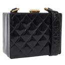 CHANEL Matelasse Shoulder Bag Patent Leather Black Gold CC Auth 203247-1