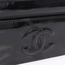CHANEL Matelasse Shoulder Bag Patent Leather Black Gold CC Auth 203247-10