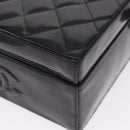 CHANEL Matelasse Shoulder Bag Patent Leather Black Gold CC Auth 203247-12