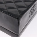 CHANEL Matelasse Shoulder Bag Patent Leather Black Gold CC Auth 203247-13