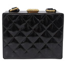 CHANEL Matelasse Shoulder Bag Patent Leather Black Gold CC Auth 203247-2
