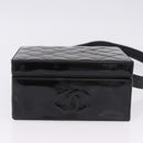CHANEL Matelasse Shoulder Bag Patent Leather Black Gold CC Auth 203247-9