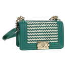CHANEL Boy Chanel 20 Chain Shoulder Bag Leather Green Gold CC Auth 203249SAM-1
