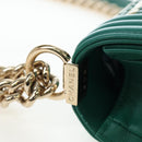 CHANEL Boy Chanel 20 Chain Shoulder Bag Leather Green Gold CC Auth 203249SAM-9