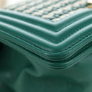 CHANEL Boy Chanel 20 Chain Shoulder Bag Leather Green Gold CC Auth 203249SAM-15