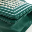 CHANEL Boy Chanel 20 Chain Shoulder Bag Leather Green Gold CC Auth 203249SAM-16
