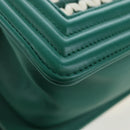 CHANEL Boy Chanel 20 Chain Shoulder Bag Leather Green Gold CC Auth 203249SAM-17