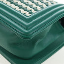 CHANEL Boy Chanel 20 Chain Shoulder Bag Leather Green Gold CC Auth 203249SAM-18