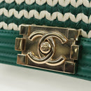 CHANEL Boy Chanel 20 Chain Shoulder Bag Leather Green Gold CC Auth 203249SAM-19