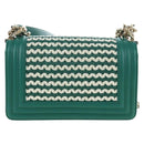 CHANEL Boy Chanel 20 Chain Shoulder Bag Leather Green Gold CC Auth 203249SAM-2