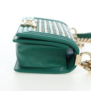 CHANEL Boy Chanel 20 Chain Shoulder Bag Leather Green Gold CC Auth 203249SAM-4