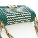 CHANEL Boy Chanel 20 Chain Shoulder Bag Leather Green Gold CC Auth 203249SAM-6