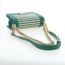 CHANEL Boy Chanel 20 Chain Shoulder Bag Leather Green Gold CC Auth 203249SAM-7