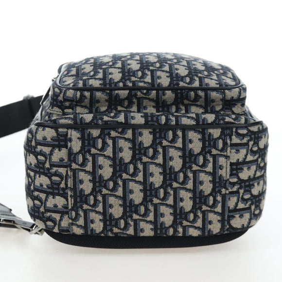 Christian Dior Trotter Canvas Backpack Jacquard Navy Silver Auth 203250SAM