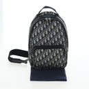 Christian Dior Trotter Canvas Backpack Jacquard Navy Silver Auth 203250SAM-12