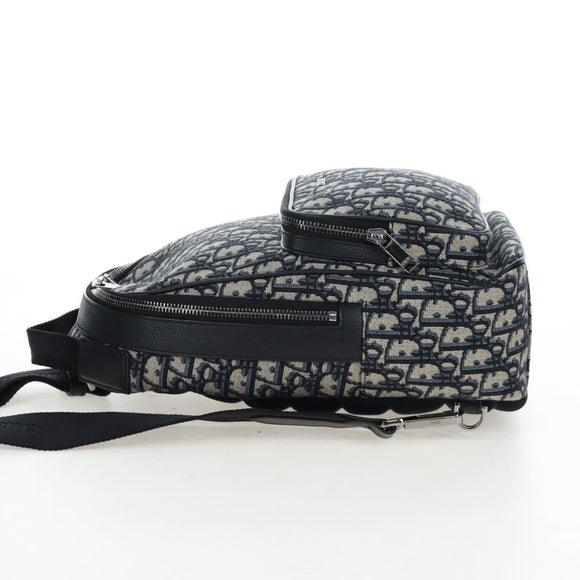 Christian Dior Trotter Canvas Backpack Jacquard Navy Silver Auth 203250SAM