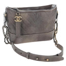 CHANEL Chain Gabriel De V Stitch Shoulder Bag Caviar Skin Gray CC Auth 203252V-1