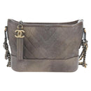 CHANEL Chain Gabriel De V Stitch Shoulder Bag Caviar Skin Gray CC Auth 203252V-2