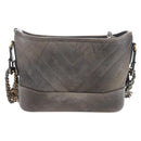 CHANEL Chain Gabriel De V Stitch Shoulder Bag Caviar Skin Gray CC Auth 203252V-3