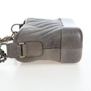 CHANEL Chain Gabriel De V Stitch Shoulder Bag Caviar Skin Gray CC Auth 203252V-4
