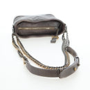 CHANEL Chain Gabriel De V Stitch Shoulder Bag Caviar Skin Gray CC Auth 203252V-7