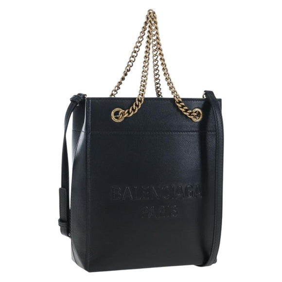 BALENCIAGA Duty Free Tote Bag Leather 2way Black Gold 787982 Auth 203253M