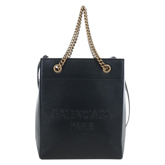 BALENCIAGA Duty Free Tote Bag Leather 2way Black Gold 787982 Auth 203253M