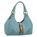 GUCCI New Jackie Hand Bag Leather Light Blue Gold 124407 Auth 203254V-1