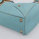 GUCCI New Jackie Hand Bag Leather Light Blue Gold 124407 Auth 203254V-10