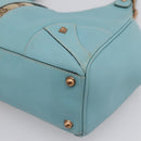 GUCCI New Jackie Hand Bag Leather Light Blue Gold 124407 Auth 203254V-12