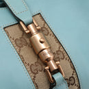 GUCCI New Jackie Hand Bag Leather Light Blue Gold 124407 Auth 203254V-14