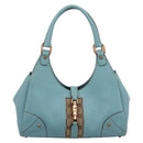 GUCCI New Jackie Hand Bag Leather Light Blue Gold 124407 Auth 203254V-2