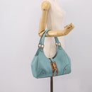 GUCCI New Jackie Hand Bag Leather Light Blue Gold 124407 Auth 203254V-22