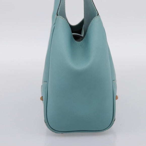 GUCCI New Jackie Hand Bag Leather Light Blue Gold 124407 Auth 203254V