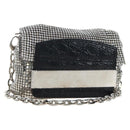 Jimmy Choo Chain Shoulder Bag Leather Sequins Silver Auth 203255M-1