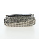 Jimmy Choo Chain Shoulder Bag Leather Sequins Silver Auth 203255M-10
