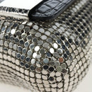 Jimmy Choo Chain Shoulder Bag Leather Sequins Silver Auth 203255M-11