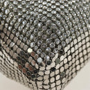 Jimmy Choo Chain Shoulder Bag Leather Sequins Silver Auth 203255M-13