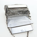Jimmy Choo Chain Shoulder Bag Leather Sequins Silver Auth 203255M-18