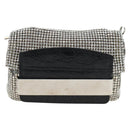 Jimmy Choo Chain Shoulder Bag Leather Sequins Silver Auth 203255M-2