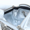 Jimmy Choo Chain Shoulder Bag Leather Sequins Silver Auth 203255M-22