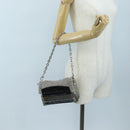 Jimmy Choo Chain Shoulder Bag Leather Sequins Silver Auth 203255M-26
